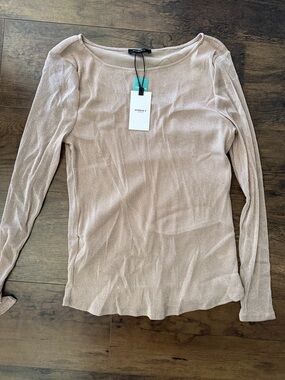 Studio Y Shimmery Light Beige Long Sleeve Top